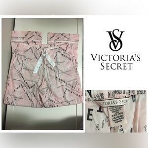 🆕VICTORIA’S SECRET - NWOT - L - LIGHT PINK LOGO LIGHTWEIGHT SLEEP PANTS / PJS